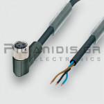 Cable M8 Female 3pin (Angled) to 3x0.25mm² (PUR) | A-Coded | 2.0m | IP68 | C-Track