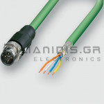Cable Profinet M12 Male 4pin (Straight) to 1 x 4 x AWG 22/7 | 2.0m | Cat.5e | D-Coded | PUR