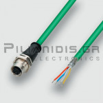 Cable Profinet M12 Female 4pin (Straight) to 1 x 4 x AWG 22/7 | 2.0m | Cat.5e | D-Coded | PUR