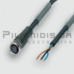 Cable M8 Female 3pin (Straight) to 3x0.25mm² (PUR) | A-Coded | 2.0m | IP68 | C-Track