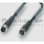 Cable M8 Male 3pin (Straight) to M8 Female 3pin (Straight) | A-Coded | 0.3m | IP68 | C-Track