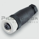 Connector M12 | 4pin | Female | A-Coded | Screw Terminal | PG7 | IP67 | Straight