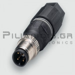 Connector M12 | 4pin | Male | A-Coded | Solder | IP67 | Straight