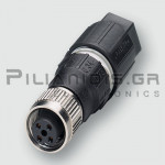 Connector M12 | 4pin | Female | A-Coded | Solder | IP67 | Straight