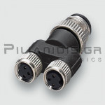 Splitter Connector M12 Male 4pin to 2 x  M8 Female 3pin