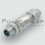 Connector M12 | 8pin | Male | A-Coded | Screw Terminal | IP67 | Straight | Shielded