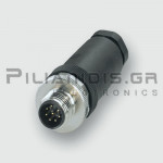 Connector M12 | 8pin | Male | A-Coded | Screw Terminal | PG9 | IP67 | Straight