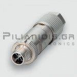 Connector M12 | 8pin | Male | X-Coded | Cat6A | Solder | IP65/67 | Straight | Shielded