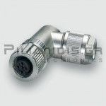 Connector M12 | 5pin | Female | A-Coded | Spring Terminal | IP65/67 | Angled | Shielded