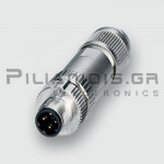 Connector M12 | 2pin | Male | B-Coded | Spring Terminal | IP65/67 | Straight | Shielded