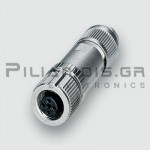 Connector M12 | 4pin | Female | D-Coded | Spring Terminal | IP65/67 | Straight | Shielded