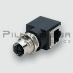 Adaptor Industrial Connector RJ45 to M12 Female | 8P | Angle | Cat.6A | Profinet,Ethernet