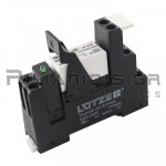 Relay 12VDC | 8A/400VAC & 300Vdc | DPDT |  with Base & Overload Diode