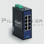 Βιομηχανικό Ethernet Switch | Unmanaged | 100MBit | 8-RJ45 | Vn: 12-48Vdc/24VAC | -40 to +75℃C