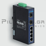 Industrial Ethernet Switch | Unmanaged | 100MBit | 4-RJ45 , 2-SFP |Vn: 12-48Vdc/24VAC| -40 to +75℃C